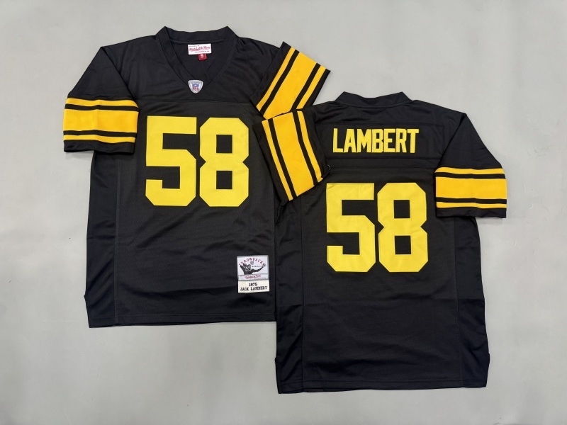 Men 2025 Pittsburgh Steelers 58 Lambert black Throwback Limited NFL Jersey style 002